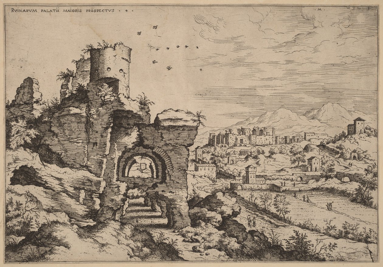 Ruinen auf dem Palatin, Blick auf die Caracalla-Thermen von Hieronymus Cock