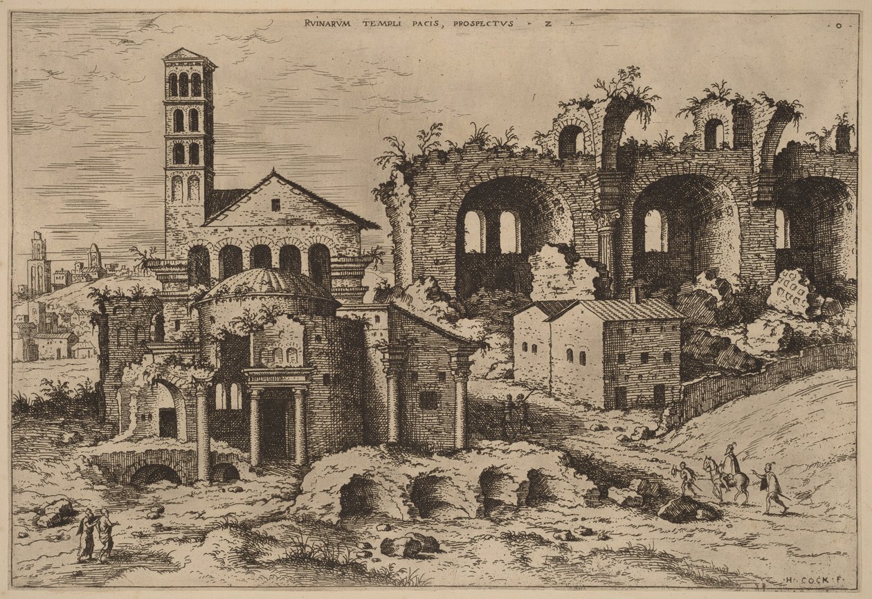Der Tempel des Augustus und der Faustina, der Tempel des Divus Romulus und die Basilika des Konstantin von Hieronymus Cock