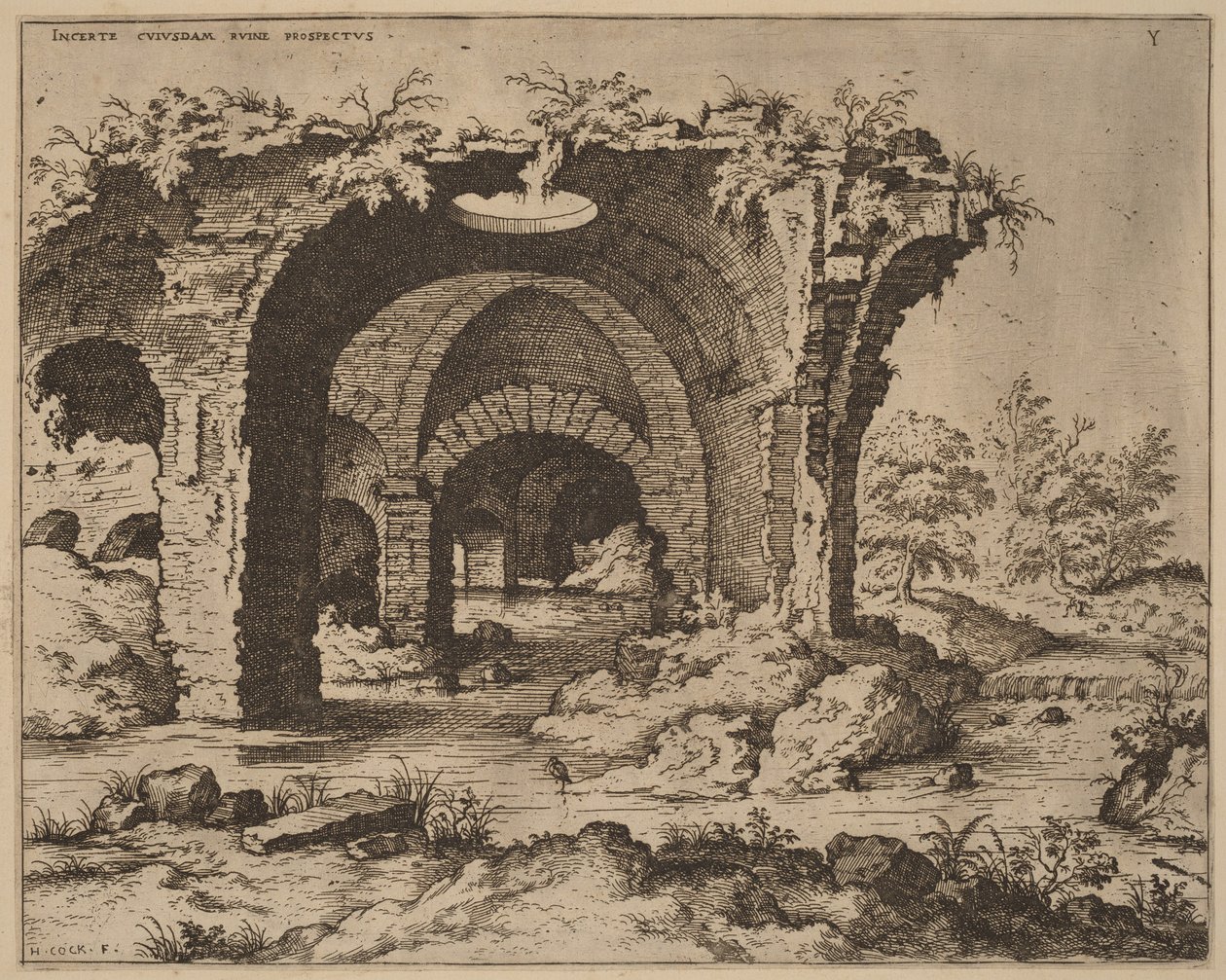 Ansicht von unbekannten Ruinen von Hieronymus Cock