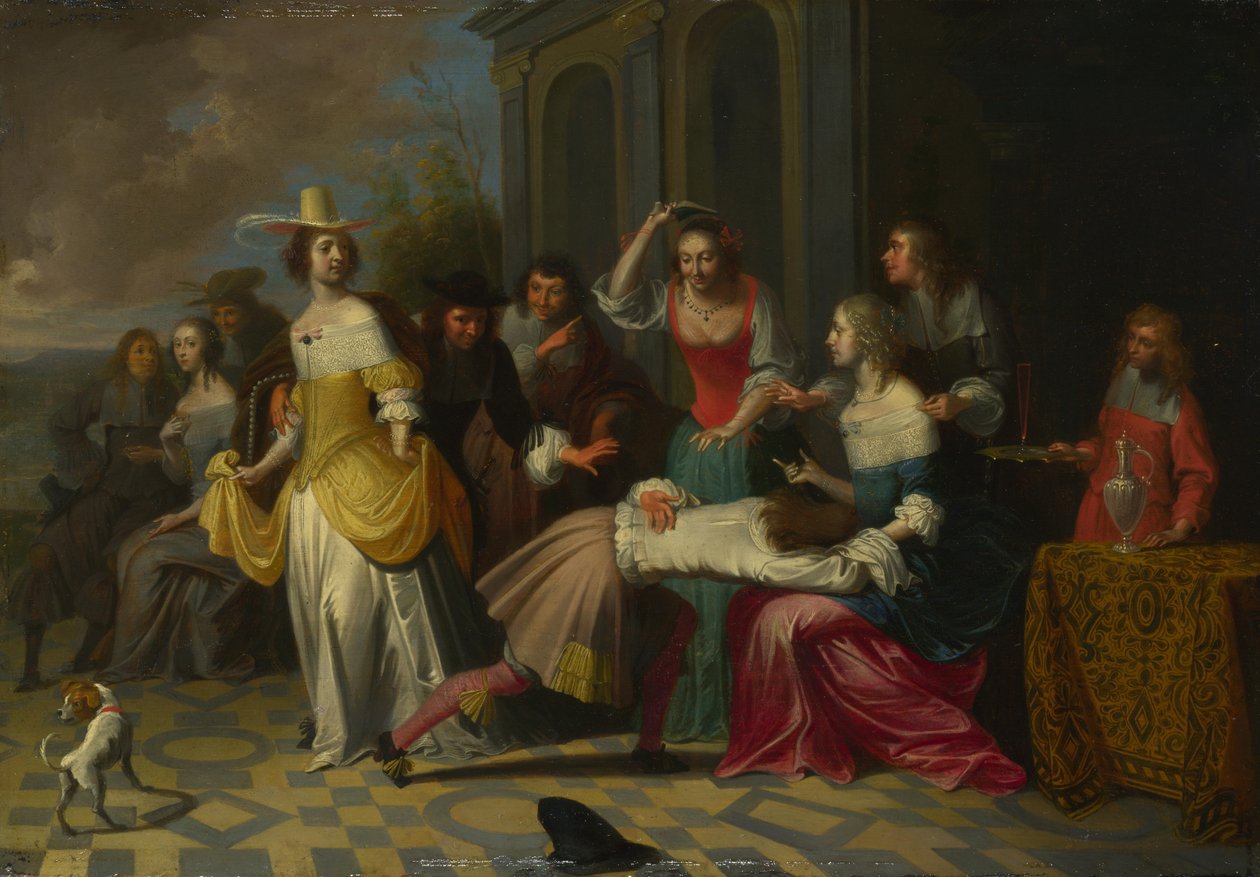 Damen und Herren spielen La Main Chaude, ca. 1655-1665 von Hieronymus, Janssens