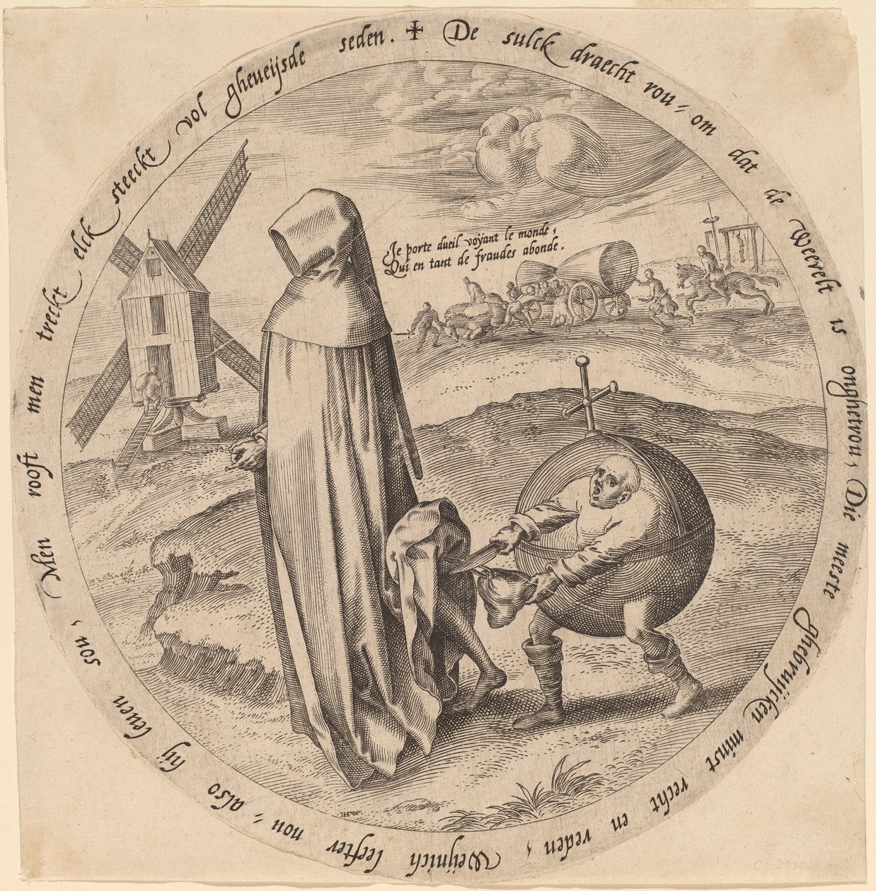 Der Misanthrop vom Welt beraubt von Hieronymus Wierix after Pieter Bruegel the Elder