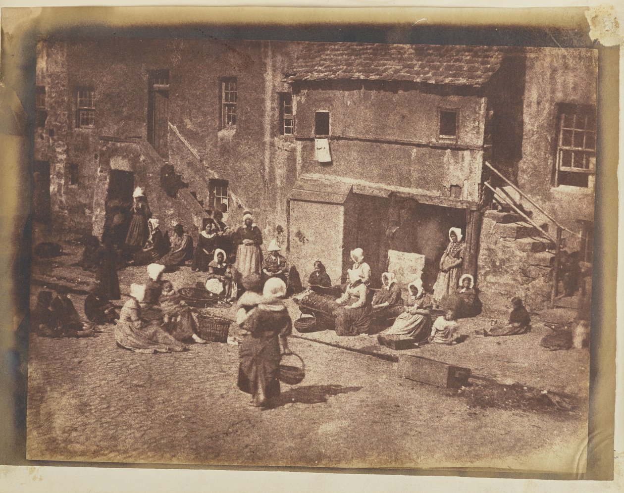 Fischerstraße, St Andrews, Frauen und Kinder beim Ködern der Leinen von Hill and Adamson