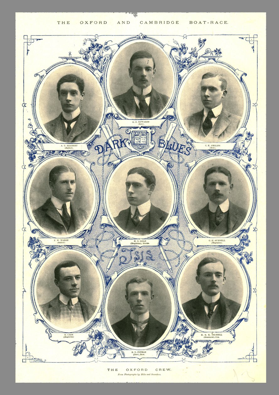 Die Oxford-Crew, Oxford und Cambridge Bootsrennen, 1898 von Hills and Saunders