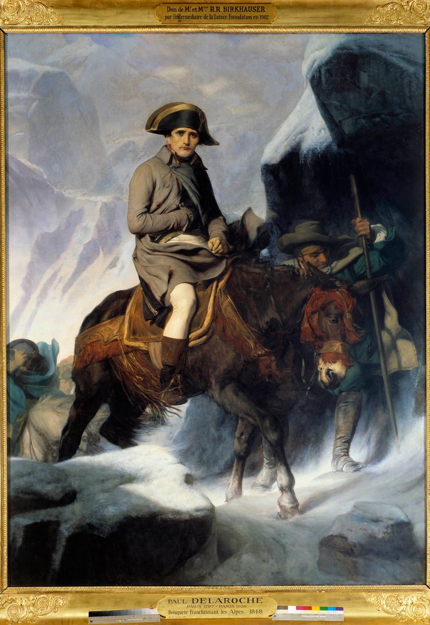 Porträt von Napoleon Bonaparte (1769-1821) beim Überqueren des Sankt Bernhard im Jahr 1800 von Paul Delaroche