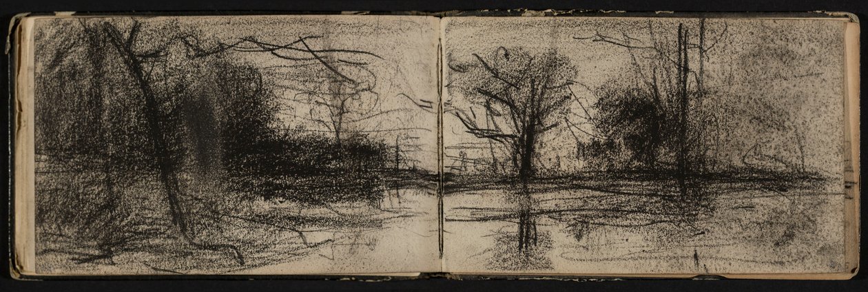 Landschaft mit Teich (Seite aus einem Skizzenbuch) von Hippolyte Boulenger