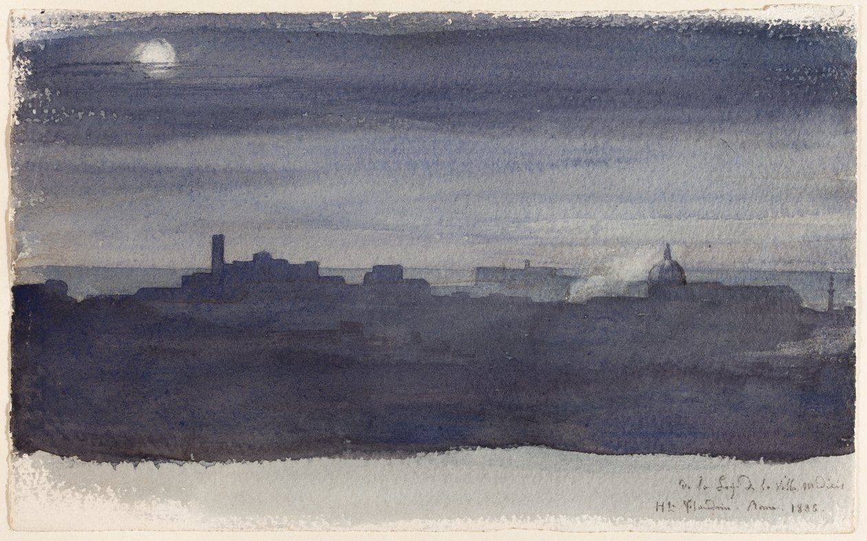 Blick auf Rom bei Nacht von Hippolyte Flandrin