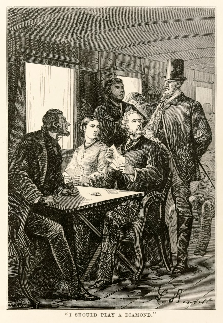 Ich sollte einen Diamanten spielen, aus In 80 Tagen um die Welt von Jules Verne (1828-1905) graviert von Adolphe François Pannemaker (1822-1900), 1873 von Hippolyte Leon after Benett