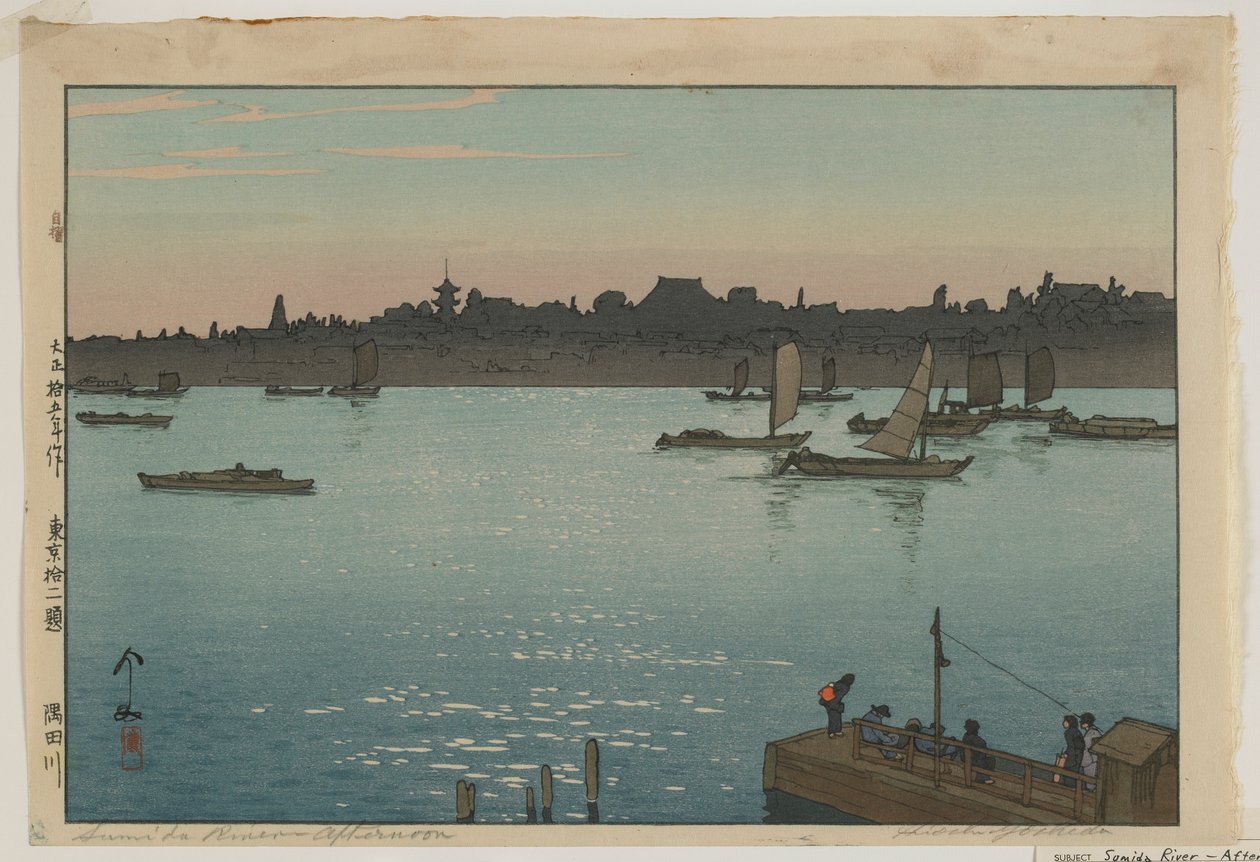 Sumida-Fluss - Nachmittag, aus der Serie, Zwölf Szenen von Tokio, Taisho-Ära von Hiroshi Yoshida