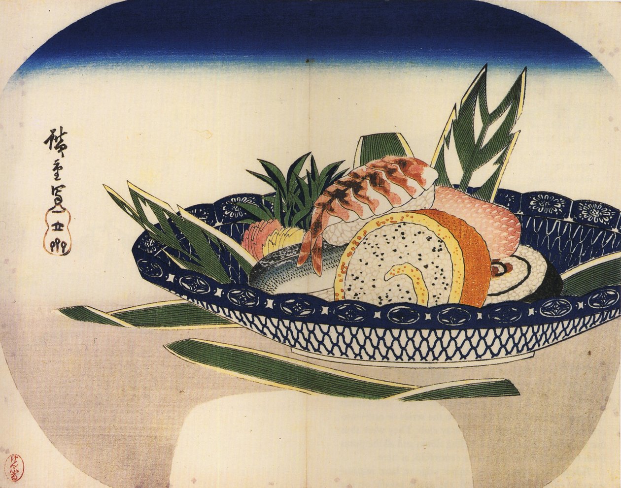 Schale mit Sushi von Utagawa Hiroshige