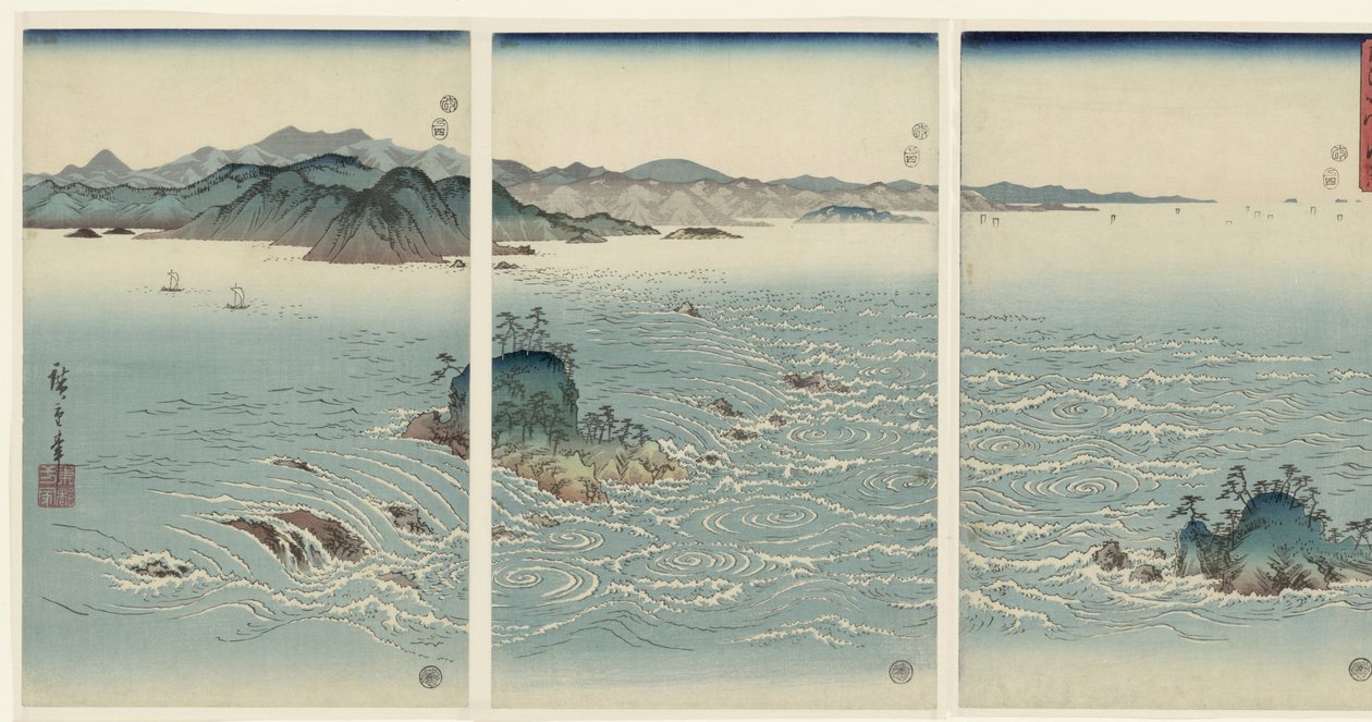 Ansicht der Strudel von Naruto in der Provinz Awa von Hiroshige (I) , Utagawa