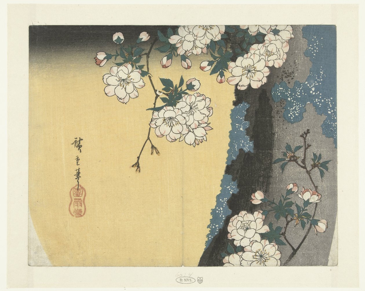Moosiger Stamm und Kirschblüten von Hiroshige (I) , Utagawa