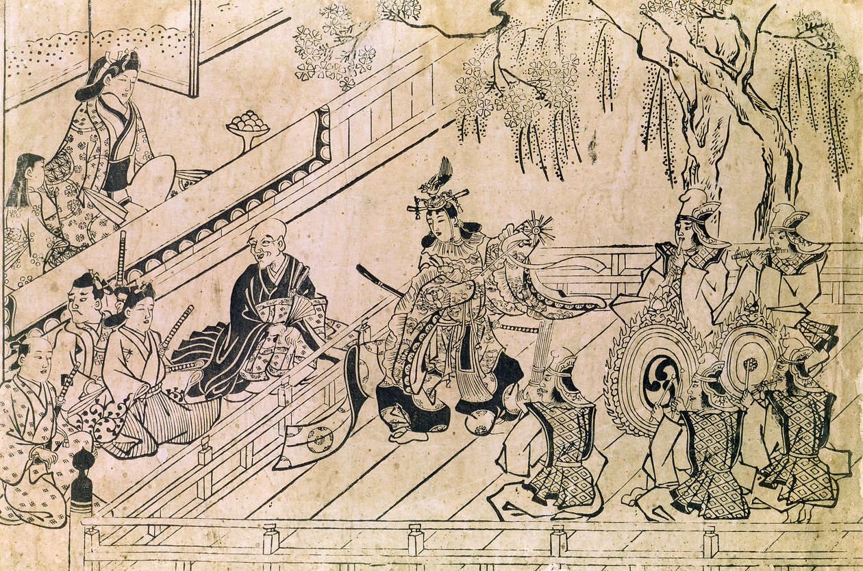 Szene eines heiligen Tanzes von Hishikawa Moronobu