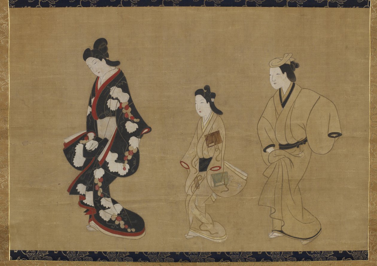 Prostituierte, Kamuro und Wakashu, um 1695 von Moronobu Hishikawa