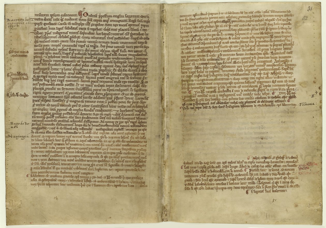 Verse über die Magna Carta in der Chronik der Abtei Melrose von Historical Document