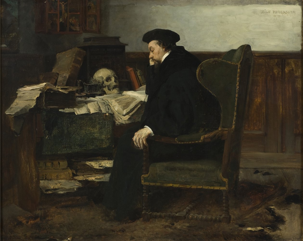 Vertieft in seine Studien, 1874 von Hjalmer Eilif Emanuel Peterssen