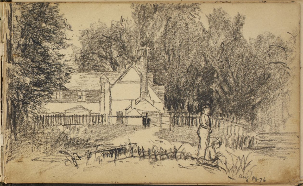 Haus und zwei Figuren von Homer Dodge Martin