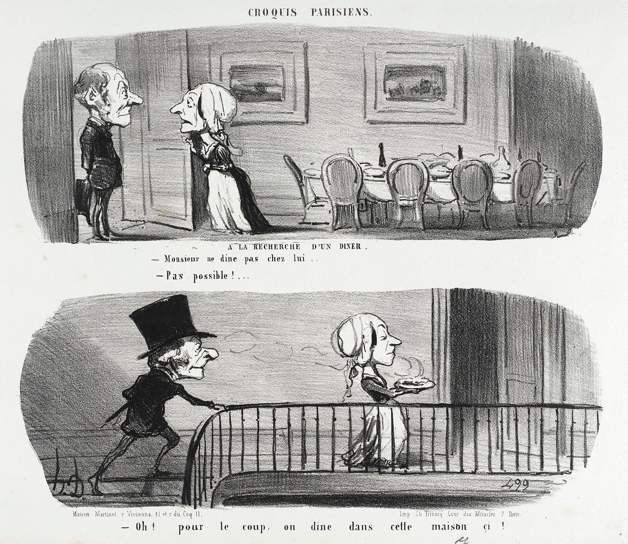 Auf der Suche nach einem Abendessen von Honoré Daumier