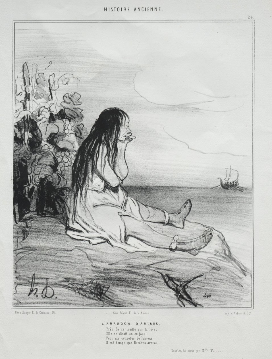 Alte Geschichte, Tafel 24: Das Verlassen von Ariadne, 4. September 1842 von Honoré Daumier