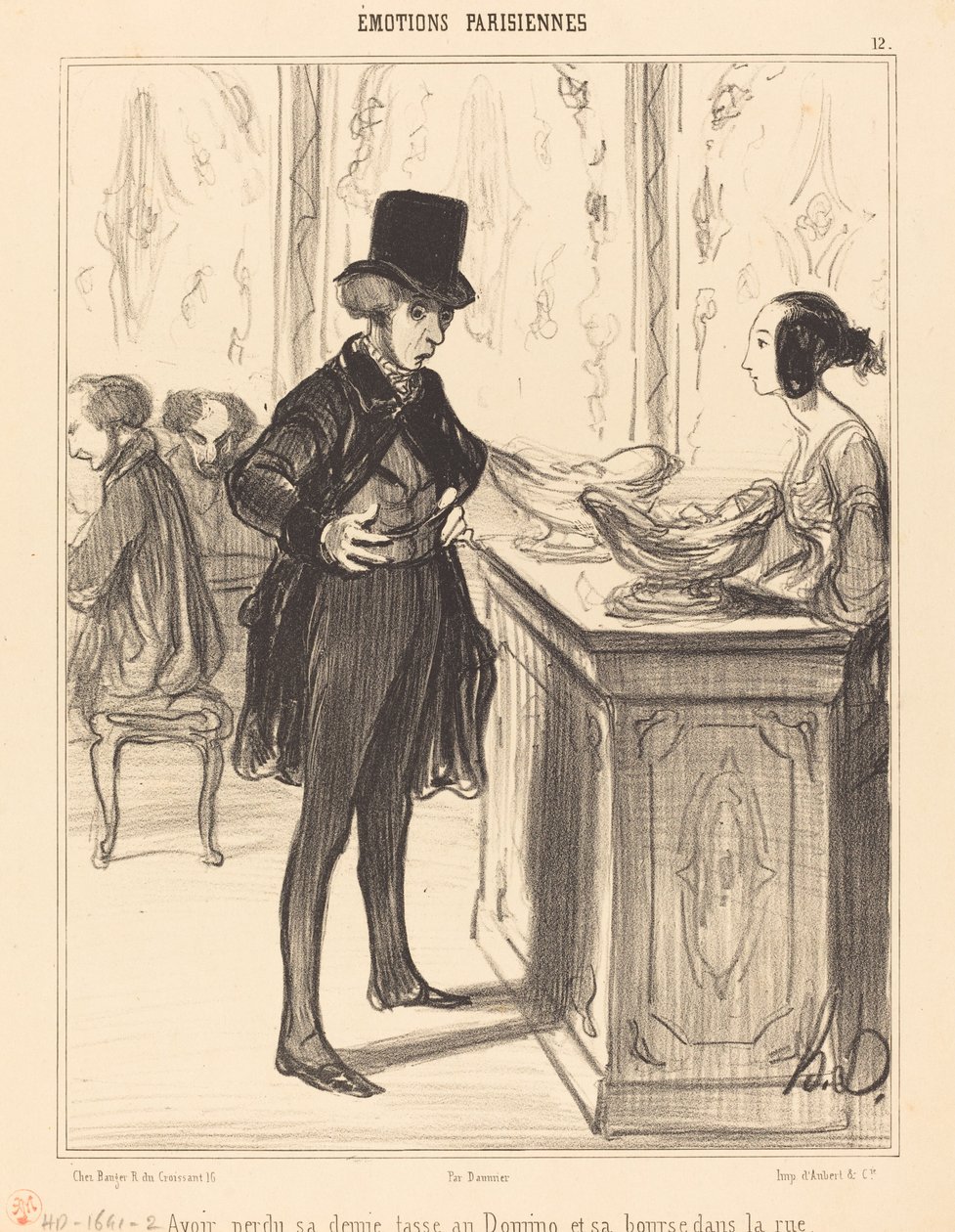 Seine halbe Tasse beim Domino und seine Börse auf der Straße verloren haben von Honoré Daumier
