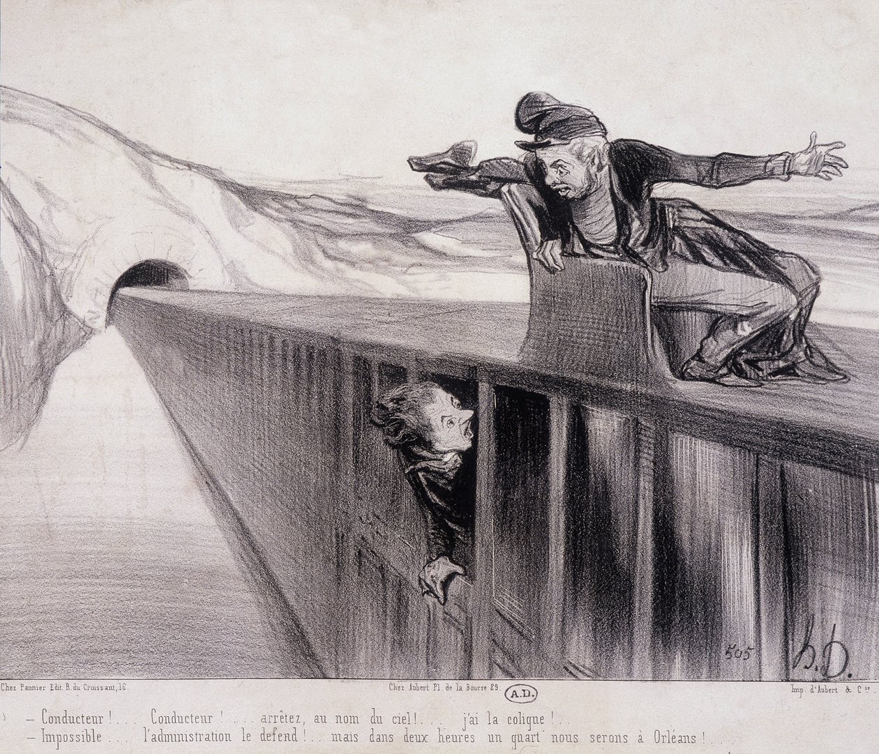 Karikatur von Daumier „Les Chemins de Fer“, 19. Jahrhundert von Honoré Daumier