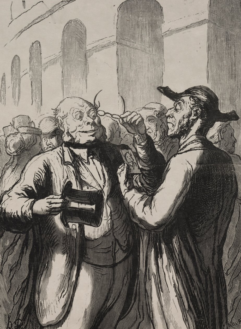 Weltausstellung: Die Inspektion der Fotografien an den Drehkreuzen von Honoré Daumier