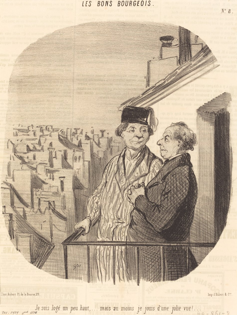 Ich wohne etwas hoch... aber... ich genieße eine schöne Aussicht! von Honoré Daumier