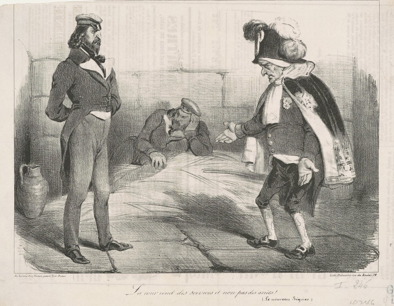 Der Hof erweist Dienste und nicht Urteile! von Honoré Daumier