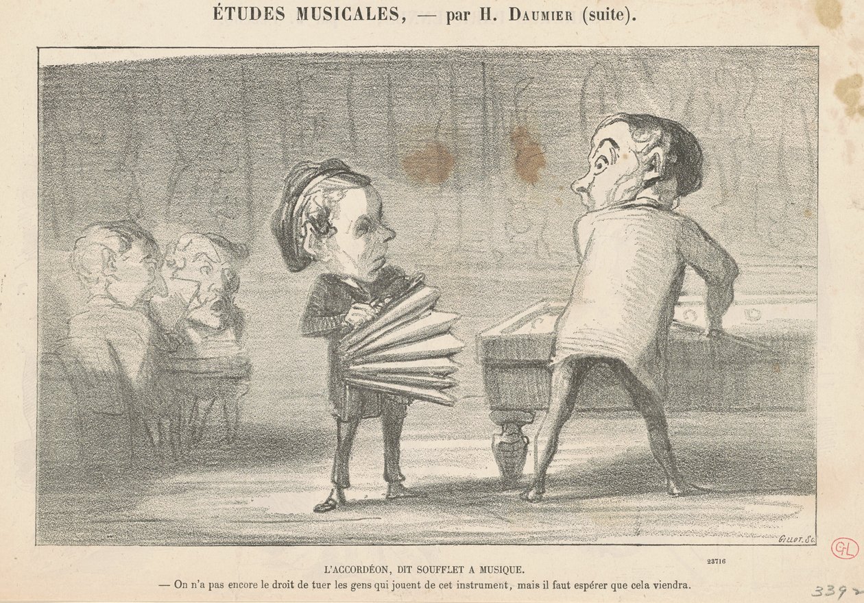Das Akkordeon, genannt Musikbalg von Honoré Daumier