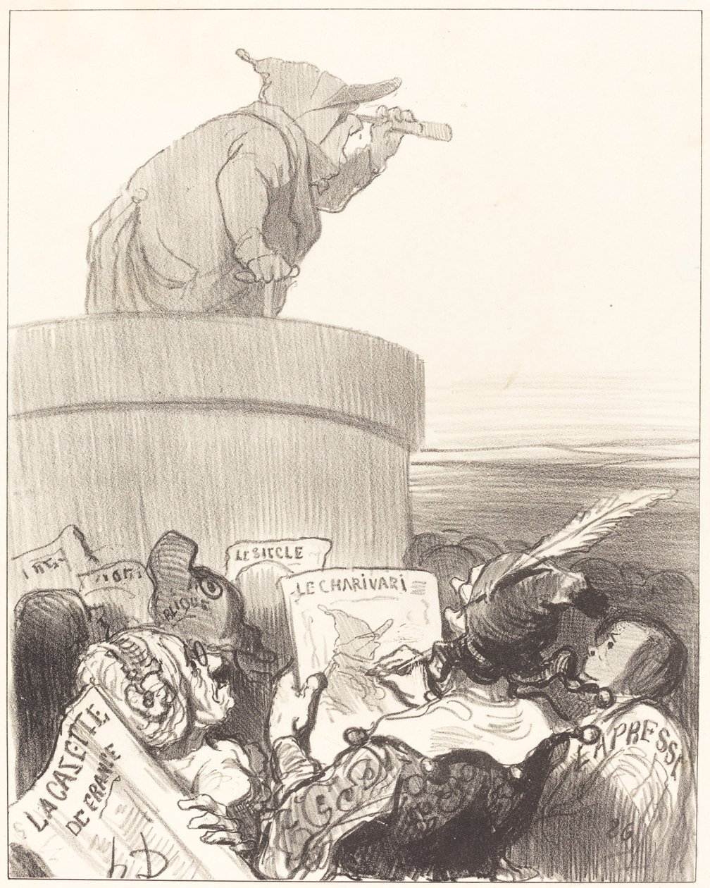 Le Constitutionnel, der den politischen Horizont betrachtet von Honoré Daumier