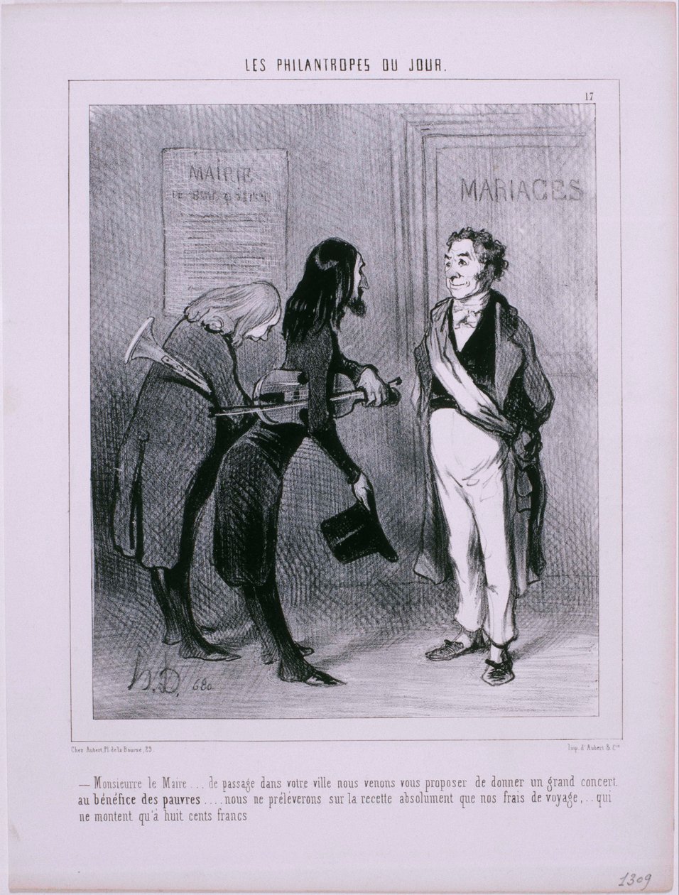 Die Philanthropen des Tages: Herr Bürgermeister...Auf der Durchreise in Ihrer Stadt... von Honoré Daumier