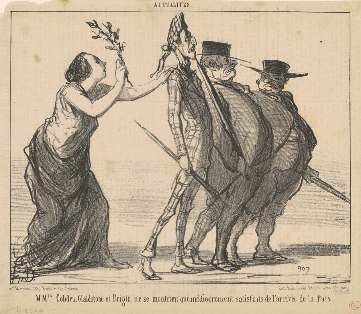Frau Cobden, Gladstone und Bright ... von Honoré Daumier