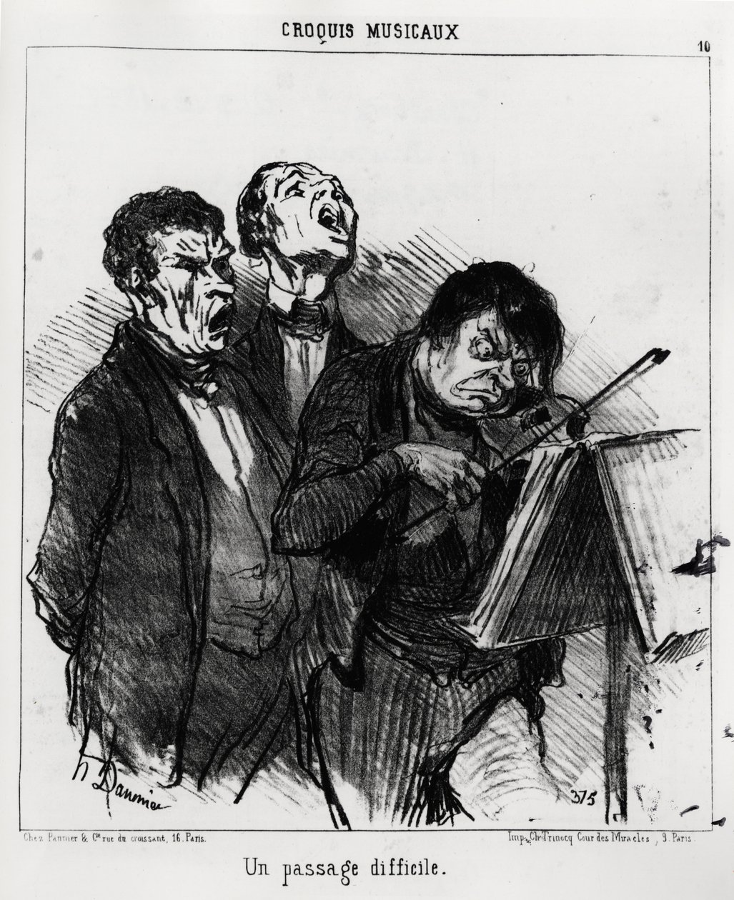 Musikalische Skizzen: ein schwieriger Abschnitt. Illustration von Honoré Daumier (1808-1879), veröffentlicht in den Nachrichten in Charivari, datiert 5. März 1852 von Honoré Daumier