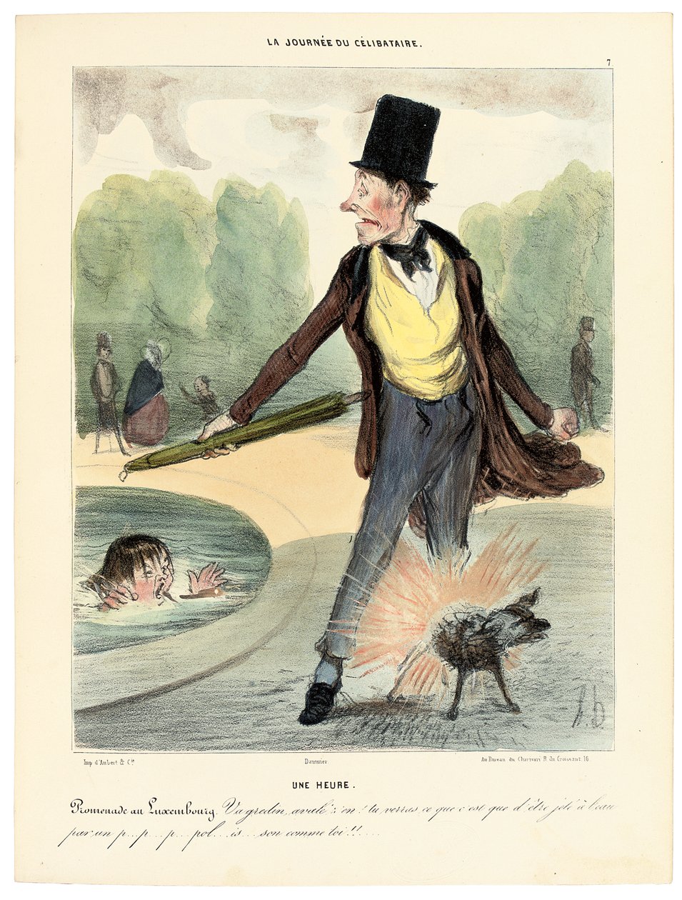 Ein Uhr: Spaziergang im Jardin du Luxembourg, 1839 von Honoré Daumier