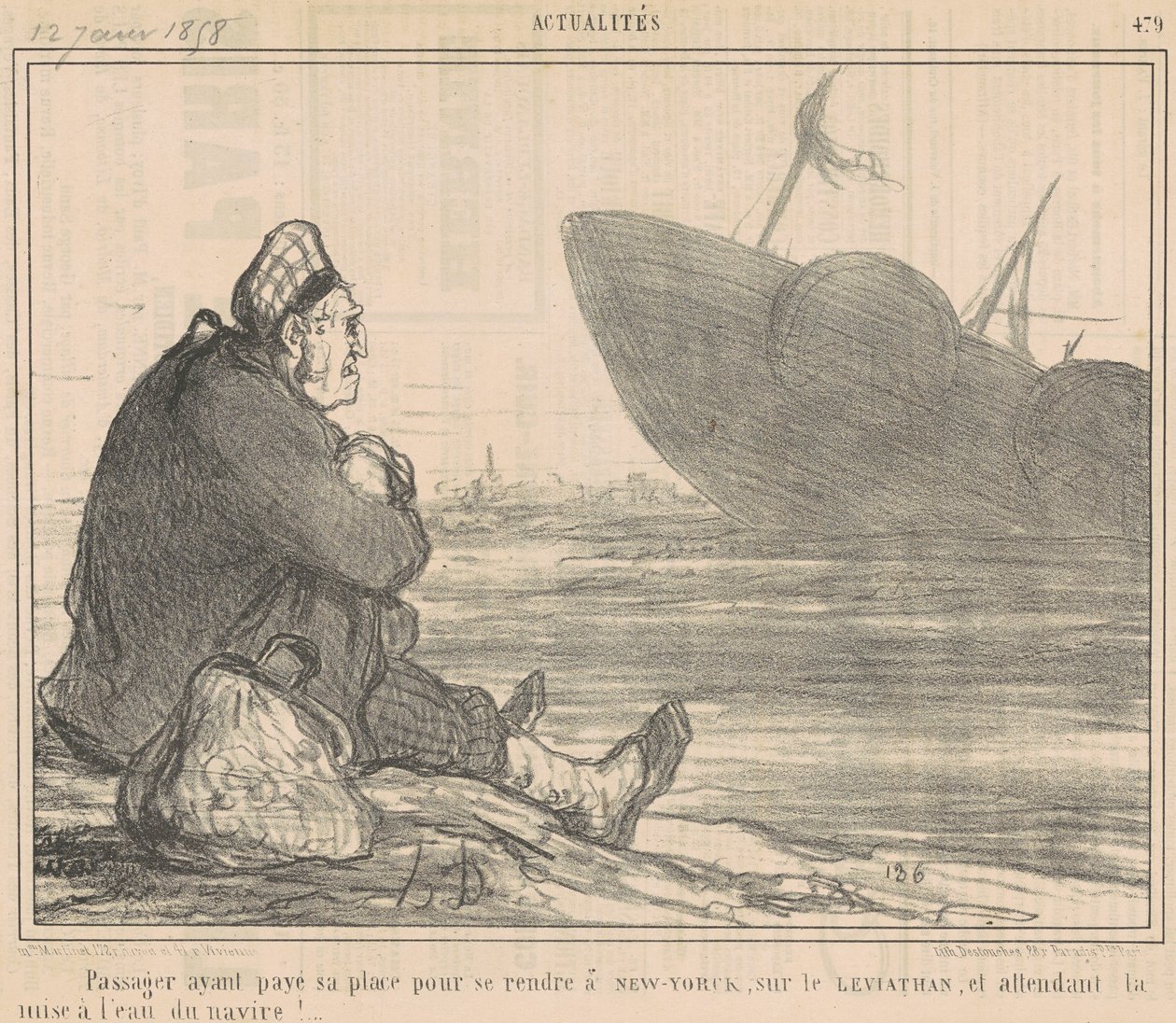 Passagier, der bezahlt hat ... um nach New York zu reisen ... von Honoré Daumier