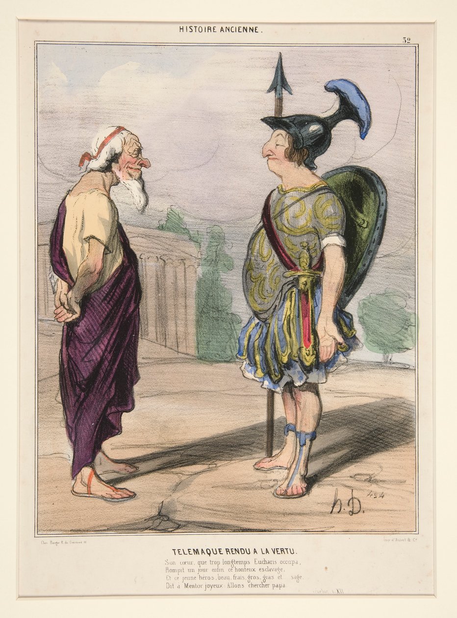 Telemach kehrt zur Tugend zurück. Sein Herz, das zu lange von Eucharis besetzt war von Honoré Daumier