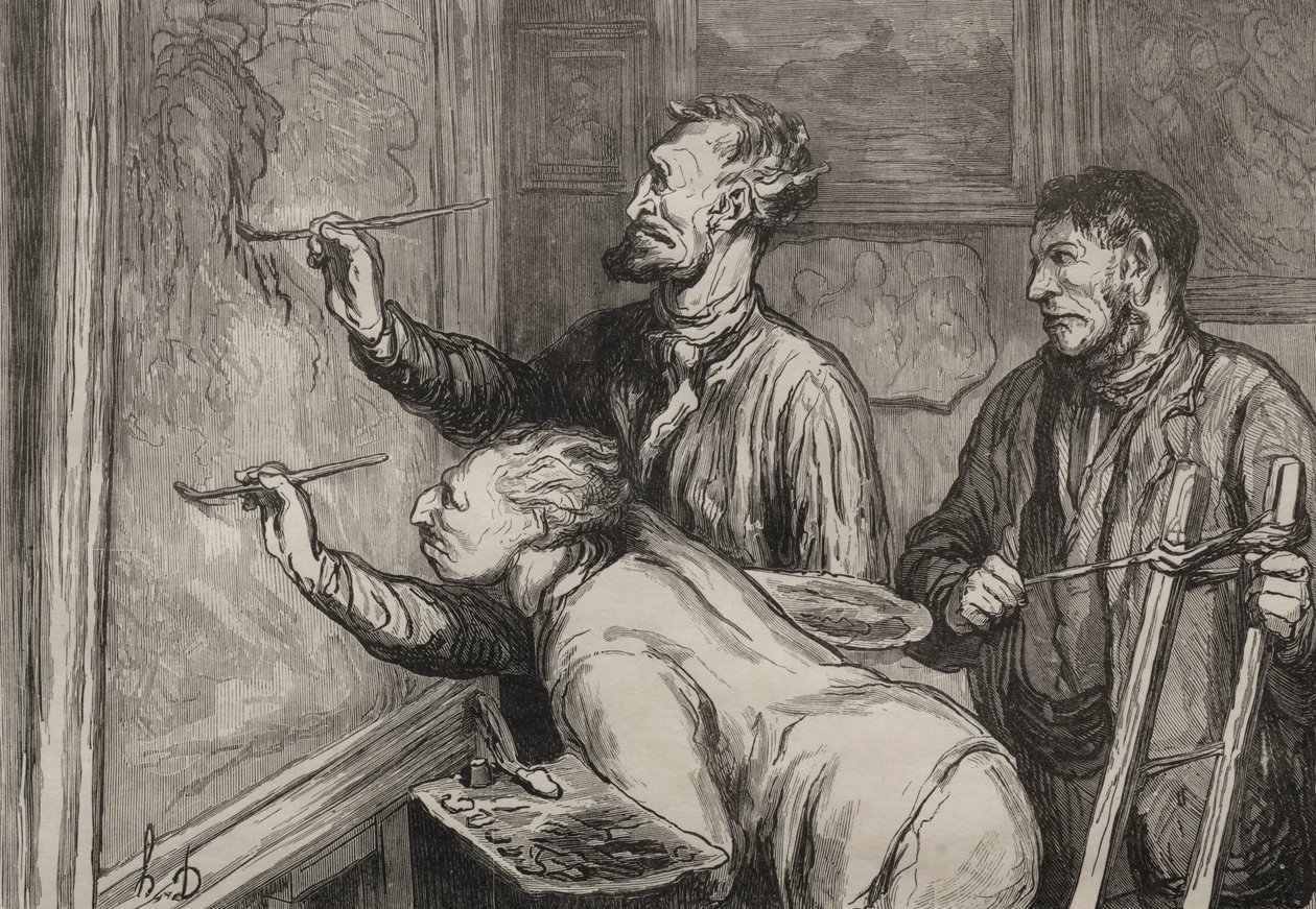 Die Maler: Der letzte Pinselstrich, Ausstellung von 1868 von Honoré Daumier