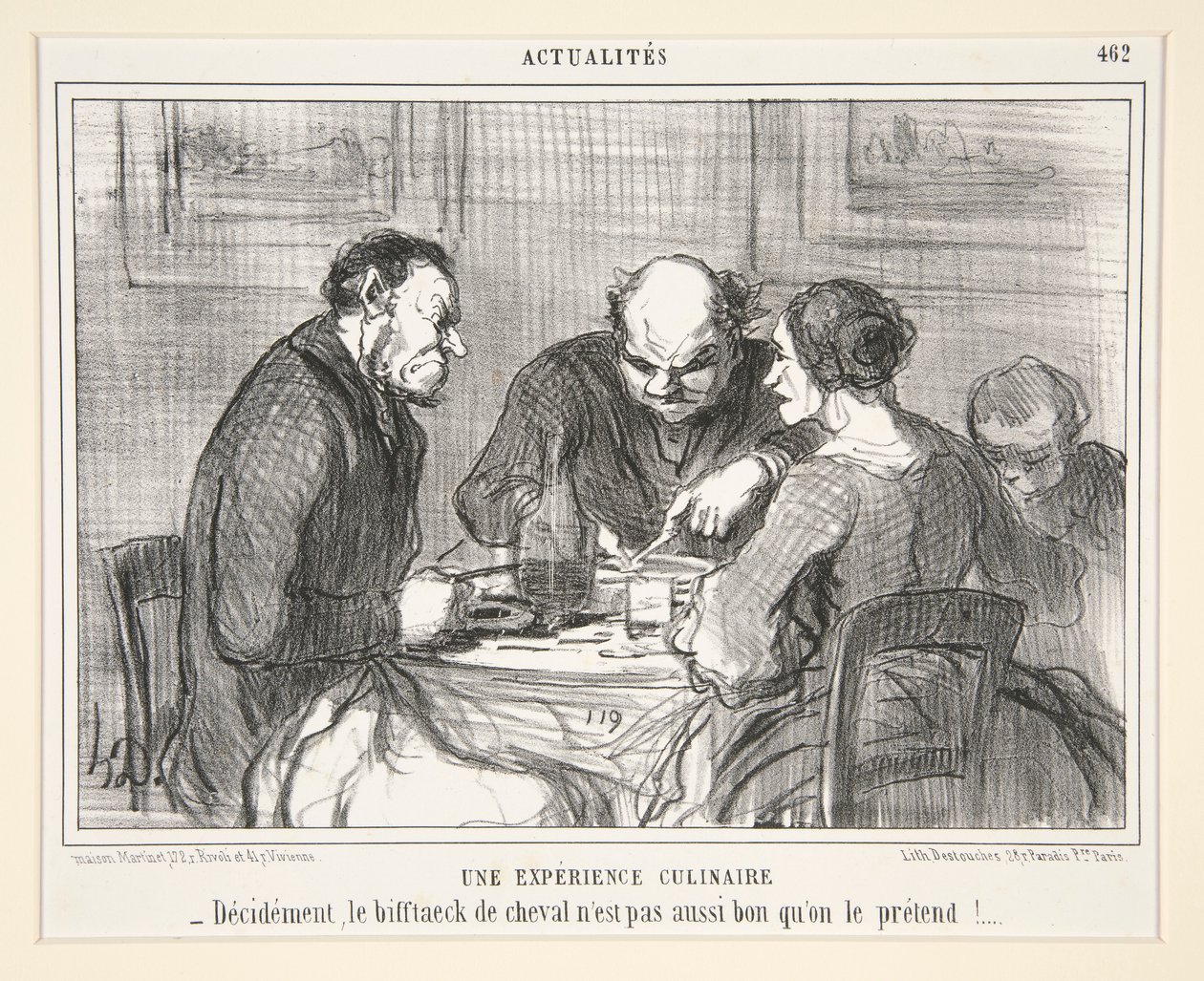 Eine kulinarische Erfahrung: Entscheidend, das Pferdesteak n von Honoré Daumier