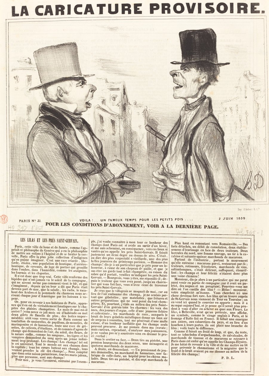 Voila!... ein berühmtes Wetter für die kleinen Erbsen... von Honoré Daumier
