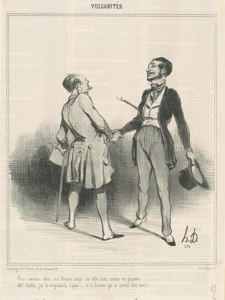 Sie werden zum Abendessen kommen, meine Frau isst in der Stadt ... von Honoré Daumier