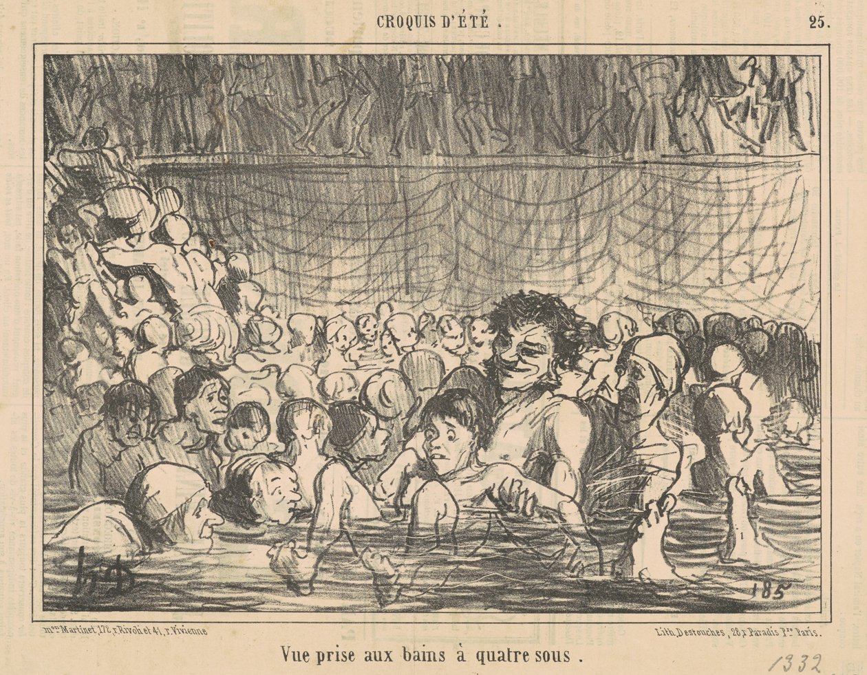 Ansicht aufgenommen in den Bädern für vier Sous von Honoré Daumier