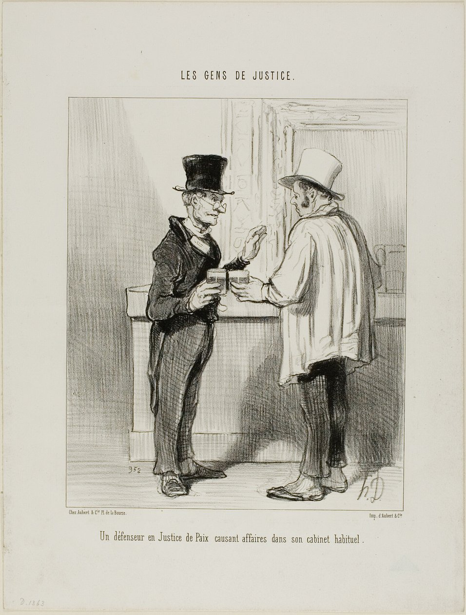 Ein Verteidiger am Schiedsgericht bespricht Geschäfte in seinem üblichen Büro, Platte 27 aus Les Gens De Justice von Honoré Victorin Daumier