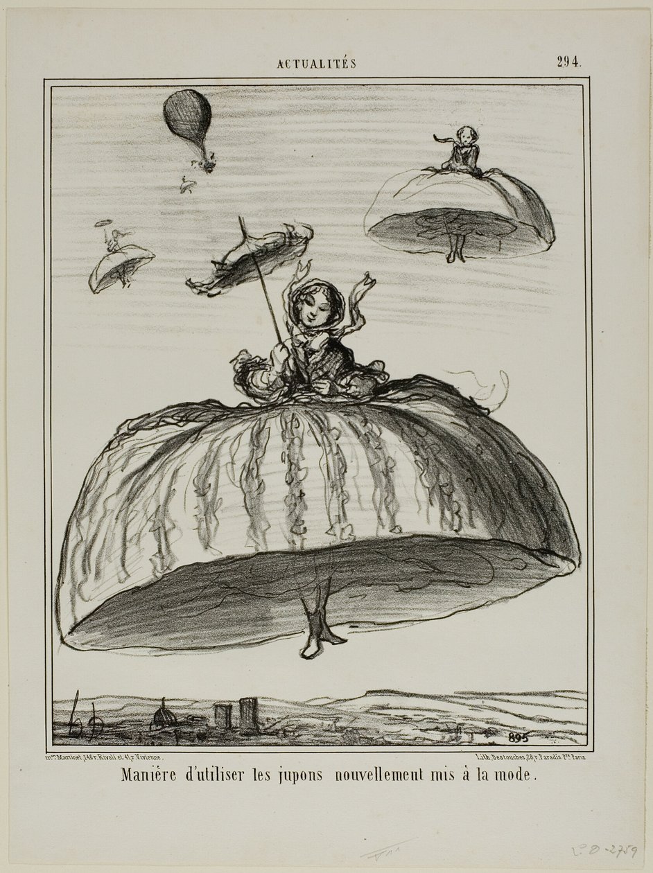 Eine andere Möglichkeit, die neuen Petticoats zu nutzen, die kürzlich in Mode gekommen sind, Platte 294 aus Actualités von Honoré Victorin Daumier