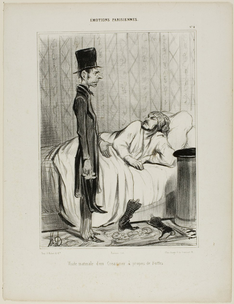Frühbesuch eines Gläubigers wegen der Stiefel, Platte 4 aus Émotions Parisiennes von Honoré Victorin Daumier