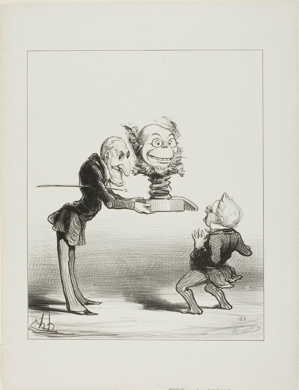 Vater Molé bringt Neujahrsgeschenke an den kleinen Thiers, Platte 62 aus Actualités von Honoré Victorin Daumier