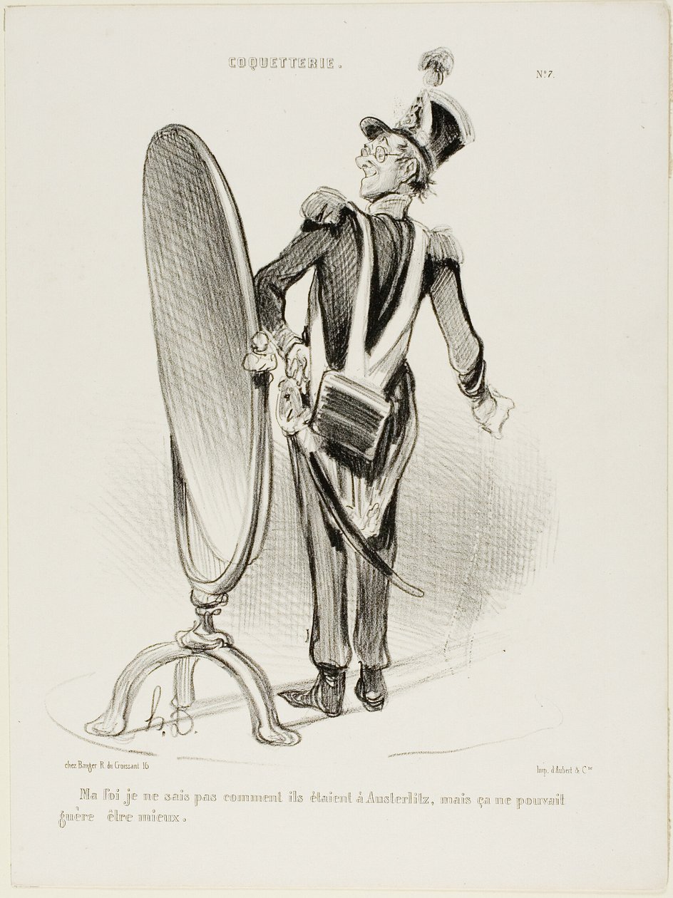 „In der Tat, ich weiß nicht, wie sie in Austerlitz aussahen, aber sie konnten kaum besser ausgesehen haben“, Platte 7 aus Coquetterie von Honoré Victorin Daumier