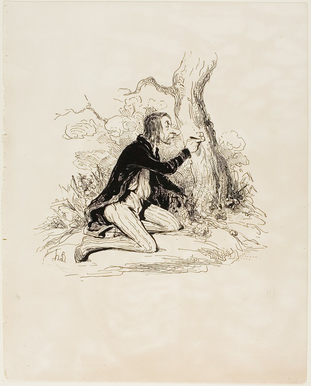 Armer junger Mann! Nur noch ein Brief und seine moralische Situation wäre vollkommen klar, Platte 1 aus Sentimens Et Passionsa von Honoré Victorin Daumier