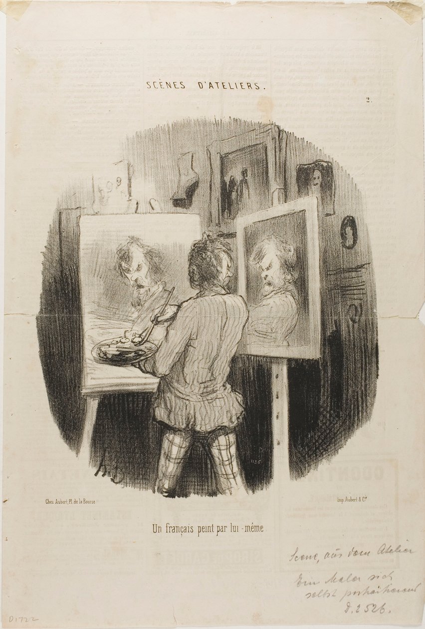 Selbstporträt eines Franzosen, Platte 2 aus Szenen aus Ateliers von Honoré Victorin Daumier