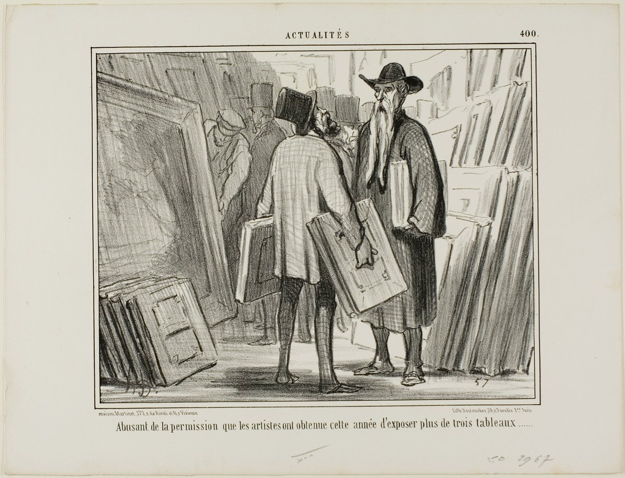 Einige Künstler nutzen die diesjährige Erlaubnis, mehr als drei Gemälde auszustellen, Platte 400 aus Actualités von Honoré Victorin Daumier