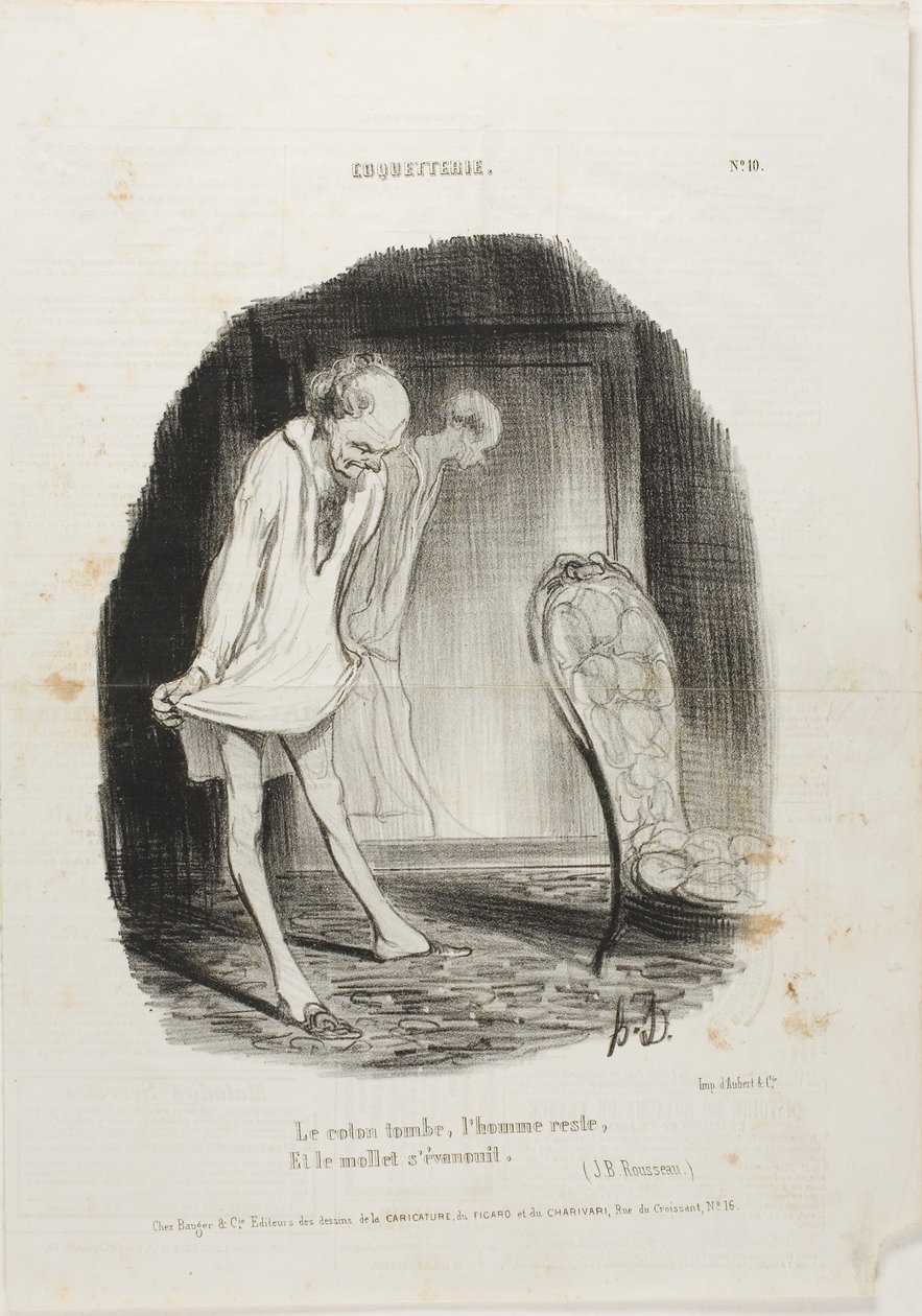 Das Kleid fällt, der Mann bleibt, und die Beine zittern. (J.B. Rousseau), Platte 10 aus Coquetterie von Honoré Victorin Daumier