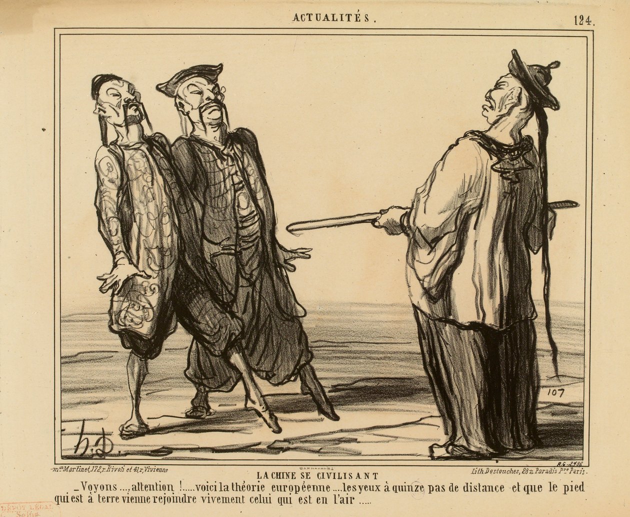 Aktualitäten Nr. 124: China zivilisiert sich. - Sehen wir..., Achtung! ... hier ist die europäische Theorie... von Honoré Daumier